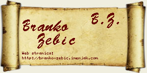 Branko Zebić vizit kartica